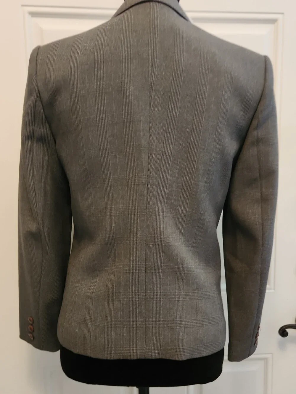 Vintage Haberdashery Tailored Gray Glen Plaid Single-Button Blazer